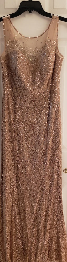 Camille vie Rosegold sequin long gown